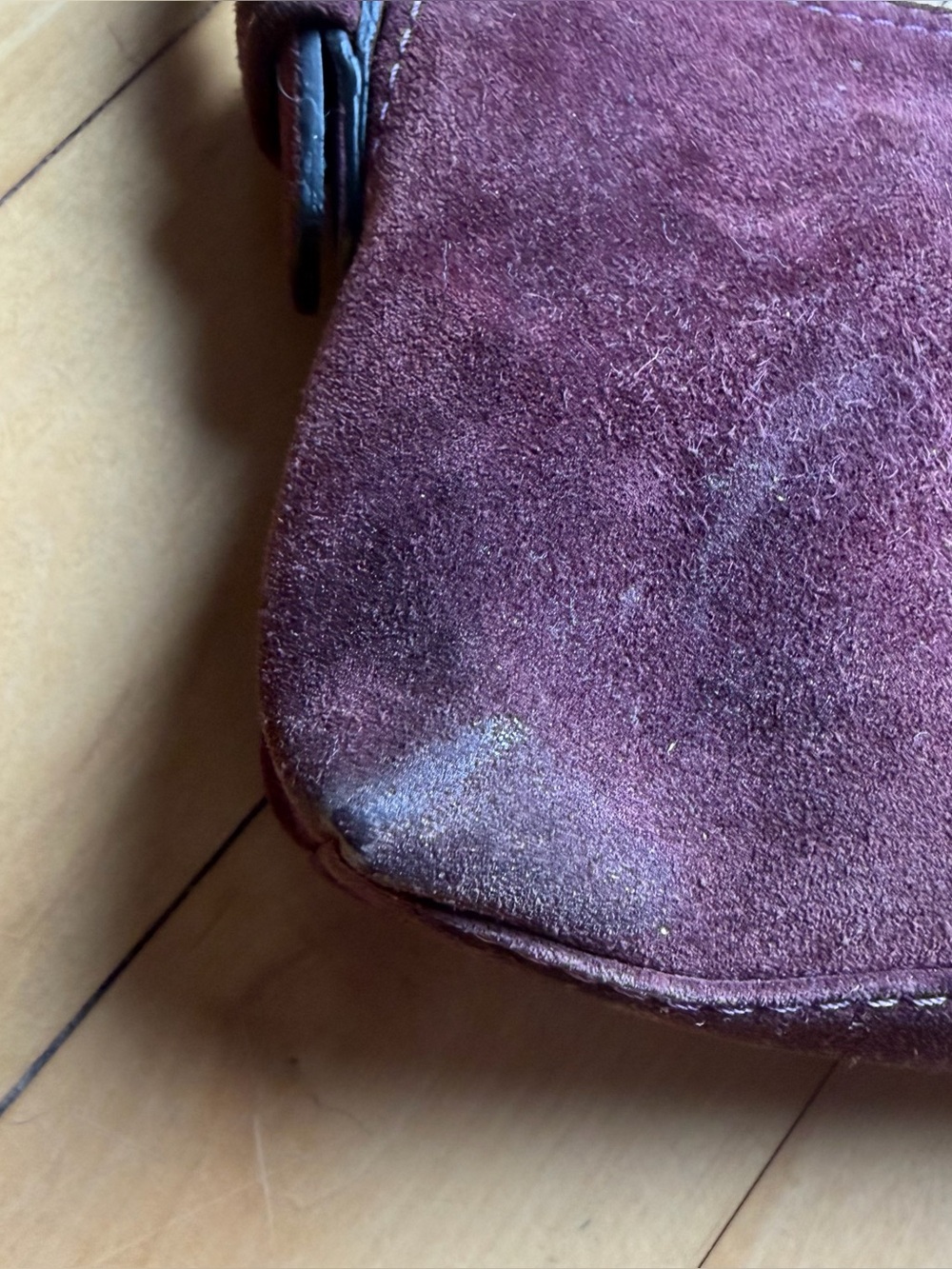 COACH Hamptons Suede Soft Demi #7470 Aubergine Vintage Y2K Baguette Shoulder Bag - Picture 15 of 16